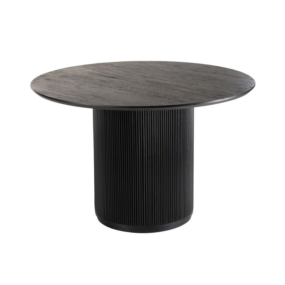 J-Line Eettafel Vincent Ø120 cm – Rond Zwart Mangohout – Modern Sculpturaal Design