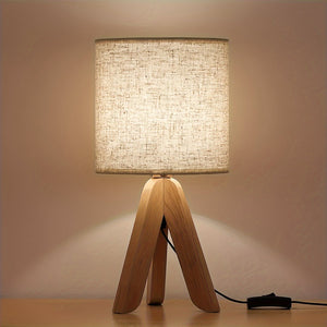 Minimalistische Dreibein-Tafellamp – Moderne Houten Accentlamp voor Slaapkamer & Woonkamer