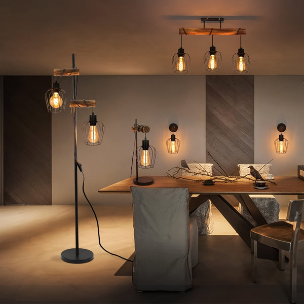 Rustieke 3-Lichts Plafondlamp Semi-Opbouw – Verstelbare Moderne Landelijke Verlichting
