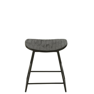 J-Line Stoel Rechthoekig Zwart – Gerecycled Hout & Metaal – Compacte Kruk Small