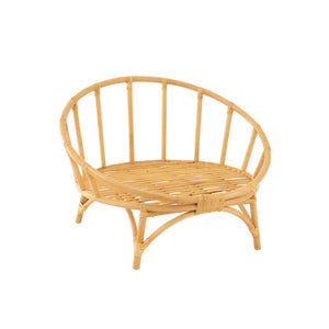 J-Line Stoel Met Kussen Naturel – Rotan – Loungefauteuil in Wit & Bruin