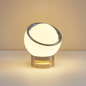 Elegante Bauhaus Tafellamp – Opalglazen Kap met RVS Voet