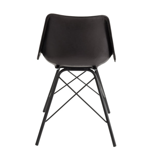 J-Line Set van 2 Eetkamerstoelen Loft – Kunstleer & Metaal – Zwart