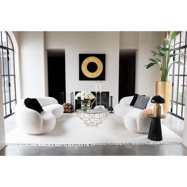 J-Line Salontafel Moza – Ronde Glazen Tafel met Goudkleurig Geometrisch Frame