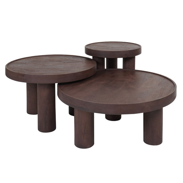 Salontafel Tias Ø70 cm – Ronde Mangohouten Tafel in Espresso Kleur