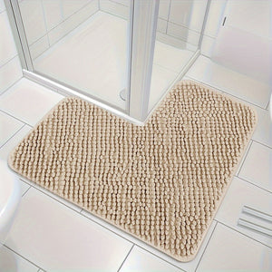 Evelyn L-vormige Antislip Badmat – Zachte Pluche Badkamerkleed voor Veiligheid & Comfort