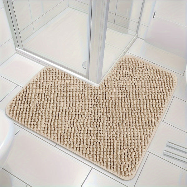 Evelyn L-vormige Antislip Badmat – Zachte Pluche Badkamerkleed voor Veiligheid & Comfort