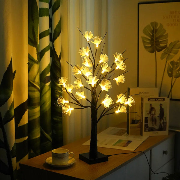 Elegante Bloesemberk LED Boom Lamp – Fiber Optic Decoratieve Verlichting