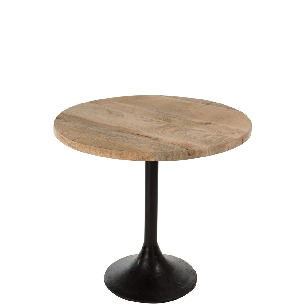 J-Line Ronde Bartafel Naturel Hout met Zwart Onderstel – Industrieel & Compact