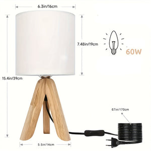 Minimalistische Dreibein-Tafellamp – Moderne Houten Accentlamp voor Slaapkamer & Woonkamer