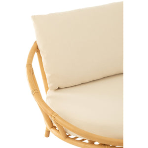 J-Line Stoel Met Kussen Naturel – Rotan – Loungefauteuil in Wit & Bruin