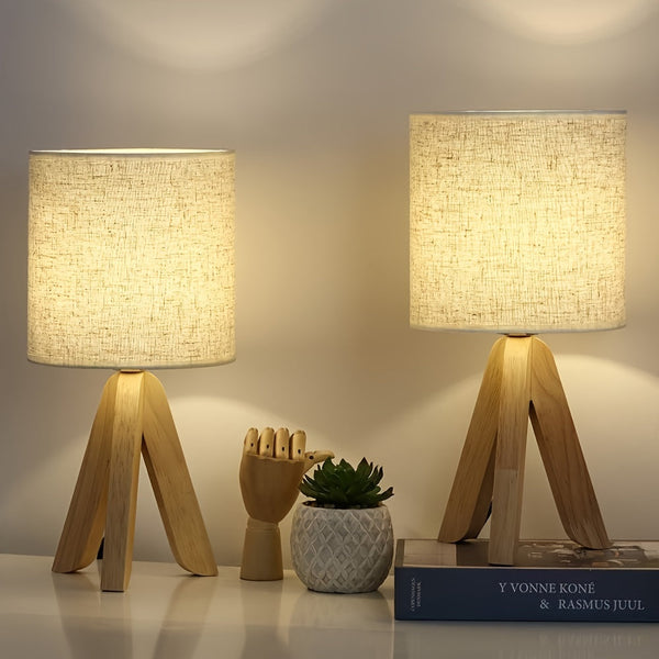 Minimalistische Dreibein-Tafellamp – Moderne Houten Accentlamp voor Slaapkamer & Woonkamer