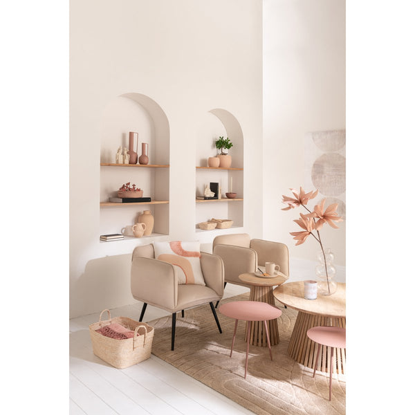 J-Line Bijzettafel Vincent Ø40 cm – Naturel Hout – Sculpturaal Design Klein Formaat