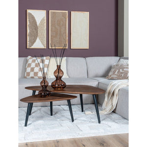 Salontafelset DuoForm – Espresso Mangohout (Set van 2) met Zwarte Poten