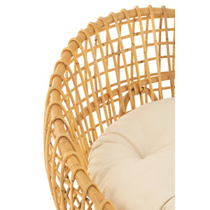 J-Line Stoel Lise Met Kussen – Rotan Naturel – Gezellige Loungefauteuil in Wit