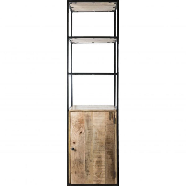 Vakkenkast Cil – Mangohout & Metaal – 200 x 55 cm – Met Deurtje