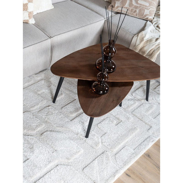 Salontafelset DuoForm – Espresso Mangohout (Set van 2) met Zwarte Poten