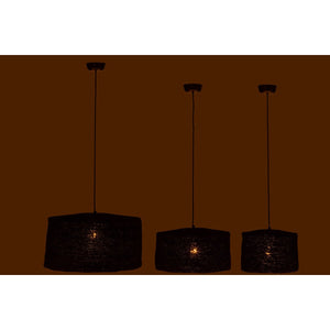 J-Line Hanglamp Moonj – Zwart Rotan – Set van 3 Moderne Hanglampen