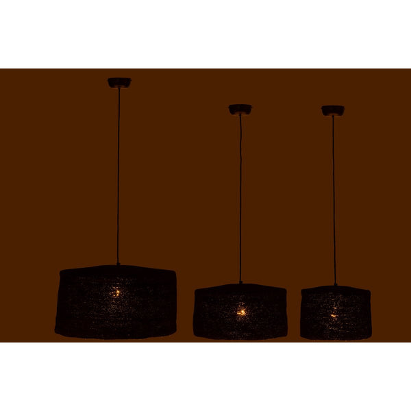 J-Line Hanglamp Moonj – Zwart Rotan – Set van 3 Moderne Hanglampen
