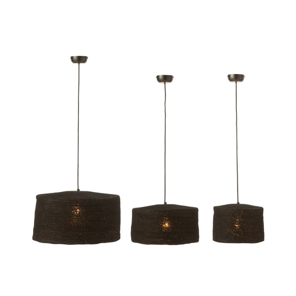 J-Line Hanglamp Moonj – Zwart Rotan – Set van 3 Moderne Hanglampen