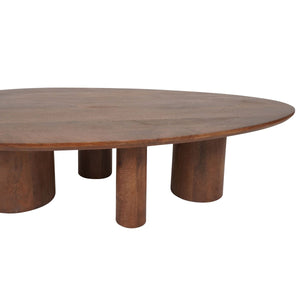 Salontafel Amir – 140×80 cm – Mangohout – Ovale tafel met robuuste ronde poten
