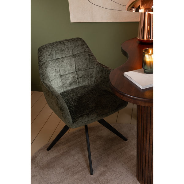 J-Line Stoel Louna Groen – Ijzer & Acryl – Comfortabele Designstoel met Armleuningen