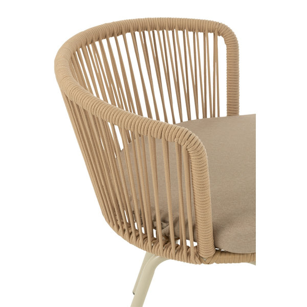 J-Line Toa Eetkamerstoel – Metaal & Koord – Beige – Comfort & Design