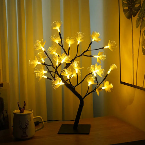 Elegante Bloesemberk LED Boom Lamp – Fiber Optic Decoratieve Verlichting