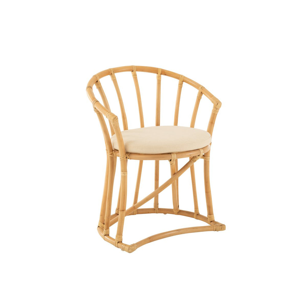 J-Line rotan stoel met kussen – natuurlijk bruin – 60x61x70 cm
