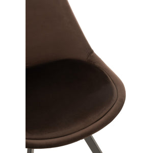 J-Line Stoel Helene Bruin – Metaal & Textiel – Slanke Eetkamerstoel met Comfort