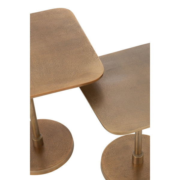 J-Line Bijzettafel Set Goud 2-delig – Aluminium met Elegant Design Ø50x50 cm