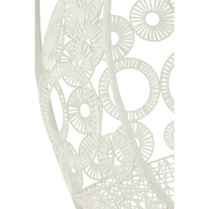 J-Line Hangstoel Bula – Inclusief Kussens – Wit Metaal & Riet – 113x103x197 cm