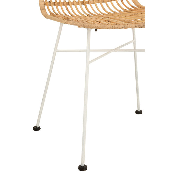 J-Line Stoel Ema – Rotan & Metaal – Naturel/Wit