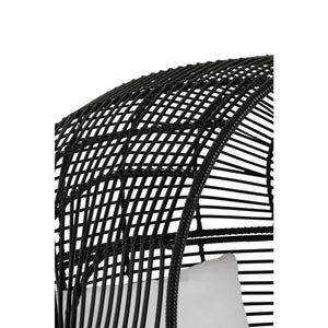 J-Line Loungestoel Ovaal – Staal & Rotan – Zwart – Inclusief Kussens – 115×110×148 cm