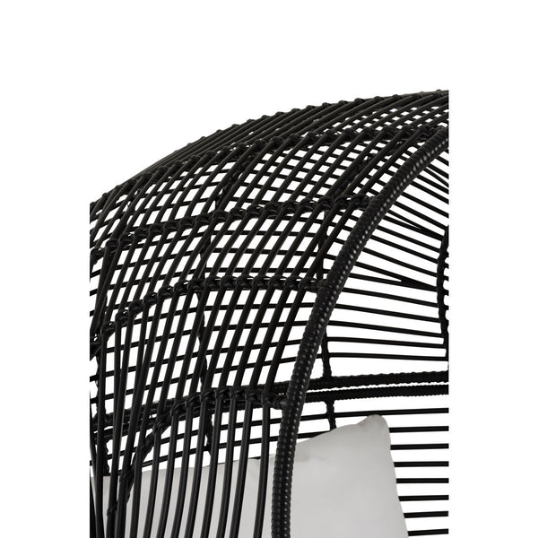 J-Line Loungestoel Ovaal – Staal & Rotan – Zwart – Inclusief Kussens – 115×110×148 cm