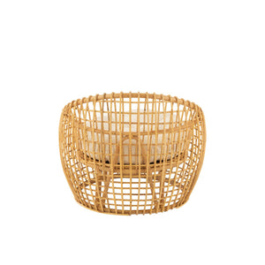 J-Line Stoel Lise Met Kussen – Rotan Naturel – Gezellige Loungefauteuil in Wit