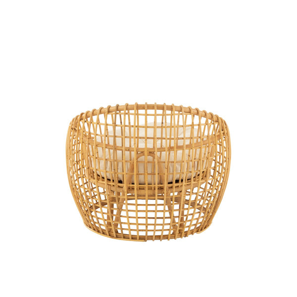 J-Line Stoel Lise Met Kussen – Rotan Naturel – Gezellige Loungefauteuil in Wit