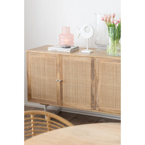 J-Line Dressoir Rattan & Mangohout – Naturel – 170 cm – Metalen Poten