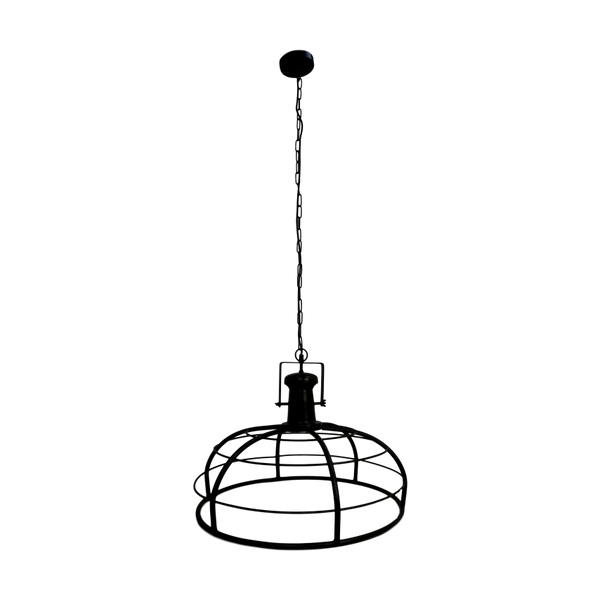 Industriële Hanglamp Ø60 cm – Zwart Metaal – Stoere Open Kooi Lamp