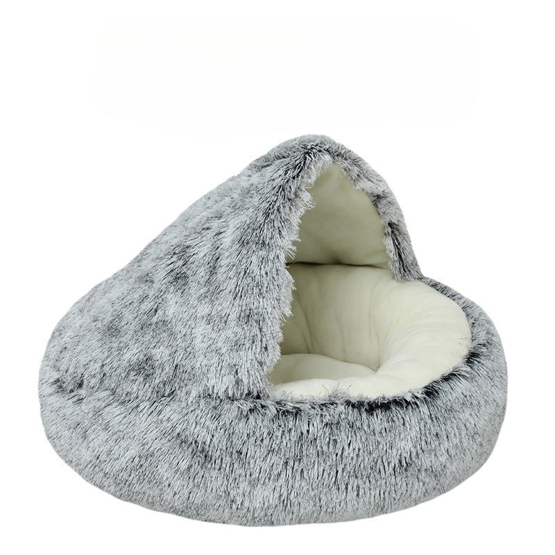 Pluche Huisdierenbed – Warm & Knus Katten- en Hondenbedje met Kap | 40-60 cm
