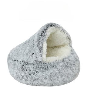 Pluche Huisdierenbed – Warm & Knus Katten- en Hondenbedje met Kap | 40-60 cm