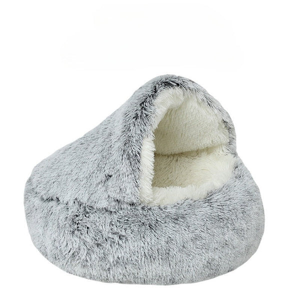 Pluche Huisdierenbed – Warm & Knus Katten- en Hondenbedje met Kap | 40-60 cm