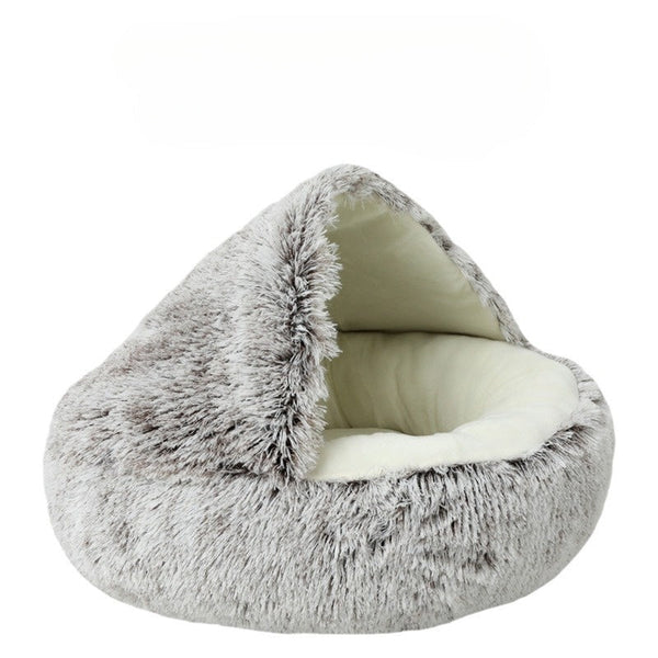 Pluche Huisdierenbed – Warm & Knus Katten- en Hondenbedje met Kap | 40-60 cm