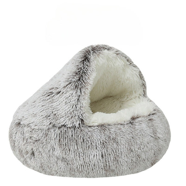 Pluche Huisdierenbed – Warm & Knus Katten- en Hondenbedje met Kap | 40-60 cm