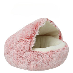 Pluche Huisdierenbed – Warm & Knus Katten- en Hondenbedje met Kap | 40-60 cm