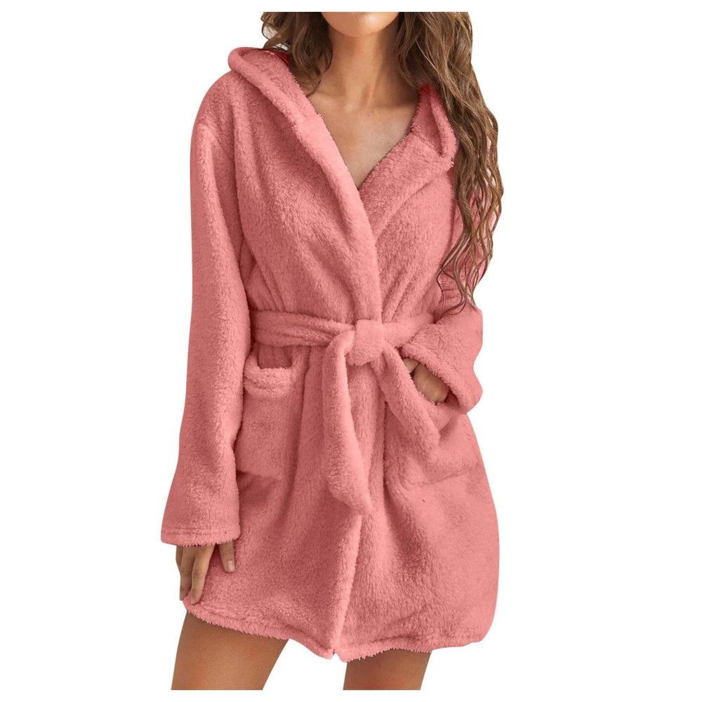 Pluche Dames Badjas met Capuchon – Zachte Fleece Ochtendjas in S, M, L & XL