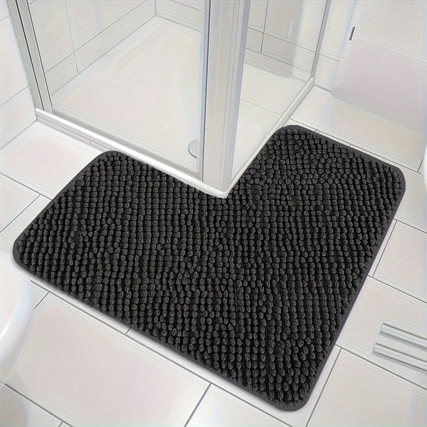 Evelyn L-vormige Antislip Badmat – Zachte Pluche Badkamerkleed voor Veiligheid & Comfort