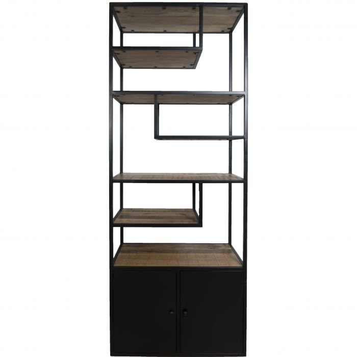 Vakkenkast Vic – Mangohout & Metaal – 210 x 80 cm – Met Deurtjes