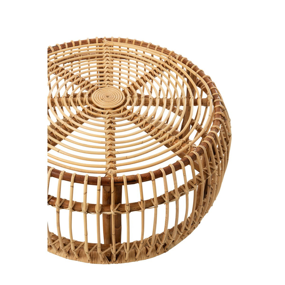 J-Line Tafel Ana – Rond Rotan – Naturel – 85×85×39 cm – Bohemian salontafel