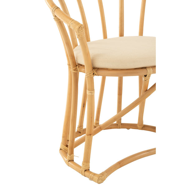 J-Line rotan stoel met kussen – natuurlijk bruin – 60x61x70 cm